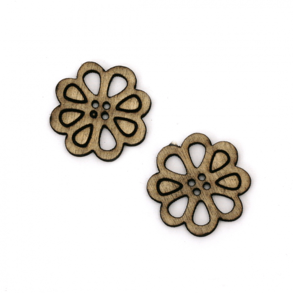 Wooden Flowers for Decoration, 20x1.5 mm - 10 Pieces