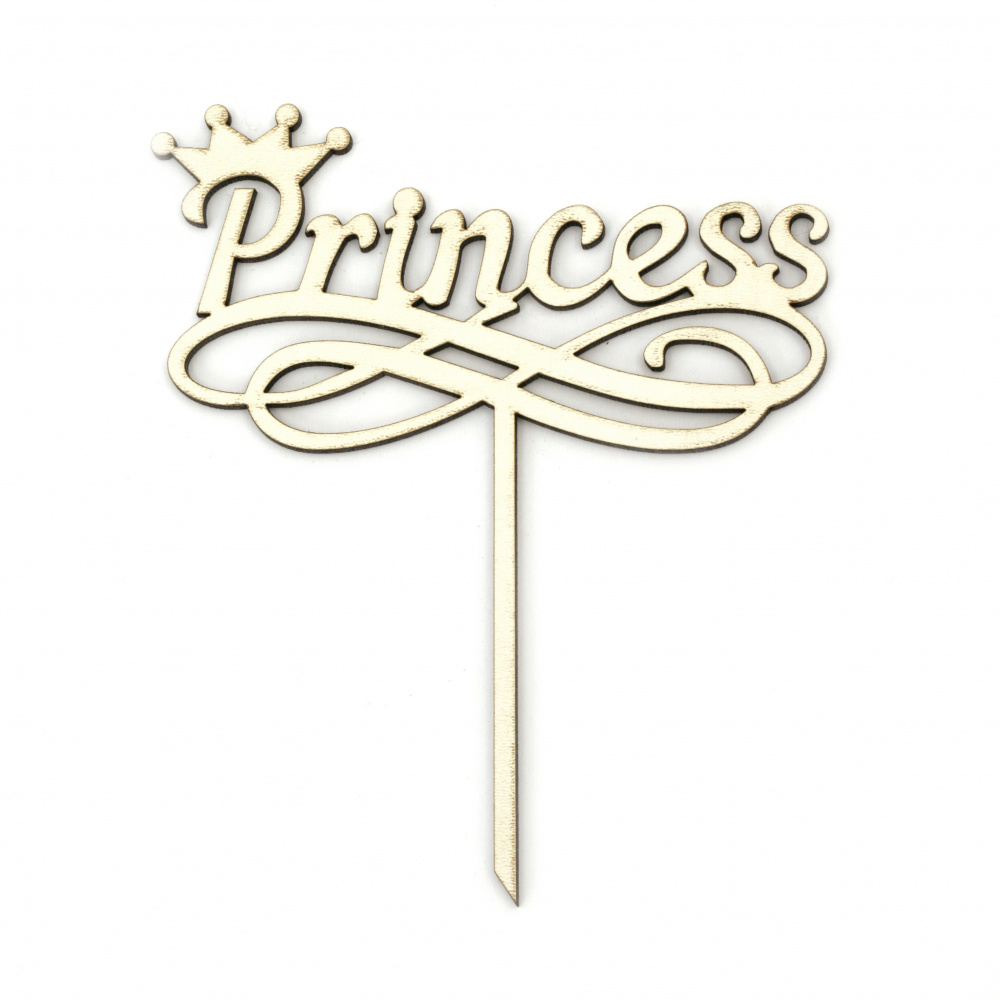 MDF Decorative Topper with the Inscription 'Princess', 120x100x3 mm