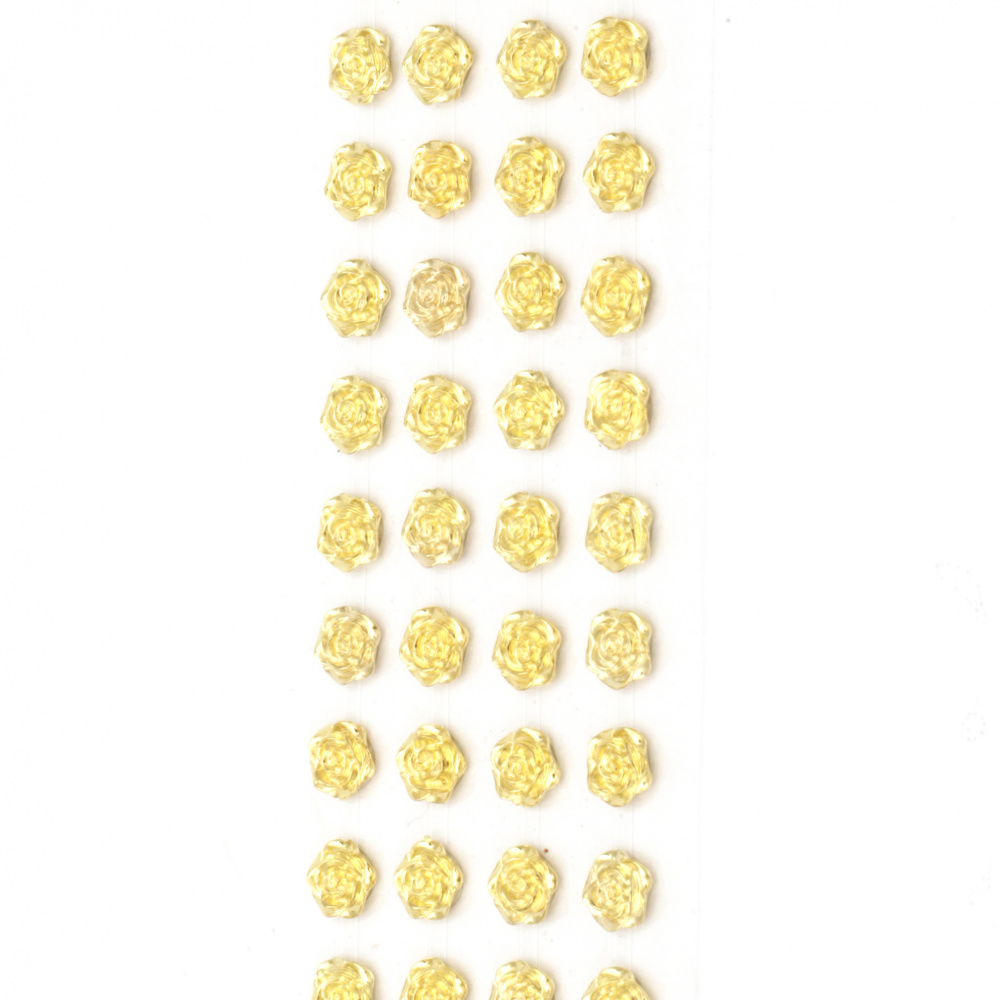 Самозалепващи перли цвете 10 мм цвят злато - 72 броя
