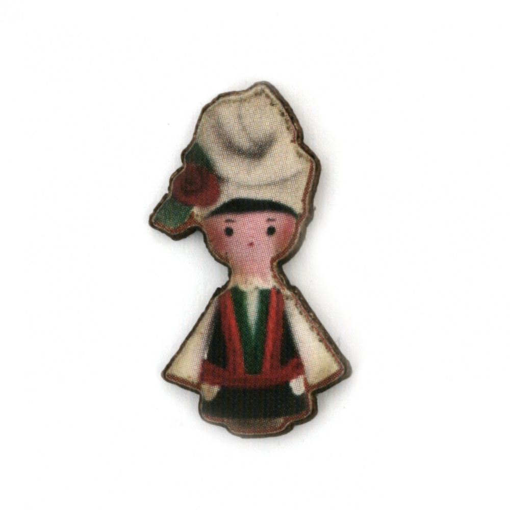 Laser Cut Plywood Figure, Boy with Traditional Costume / 25x13x2 mm - 10 pieces