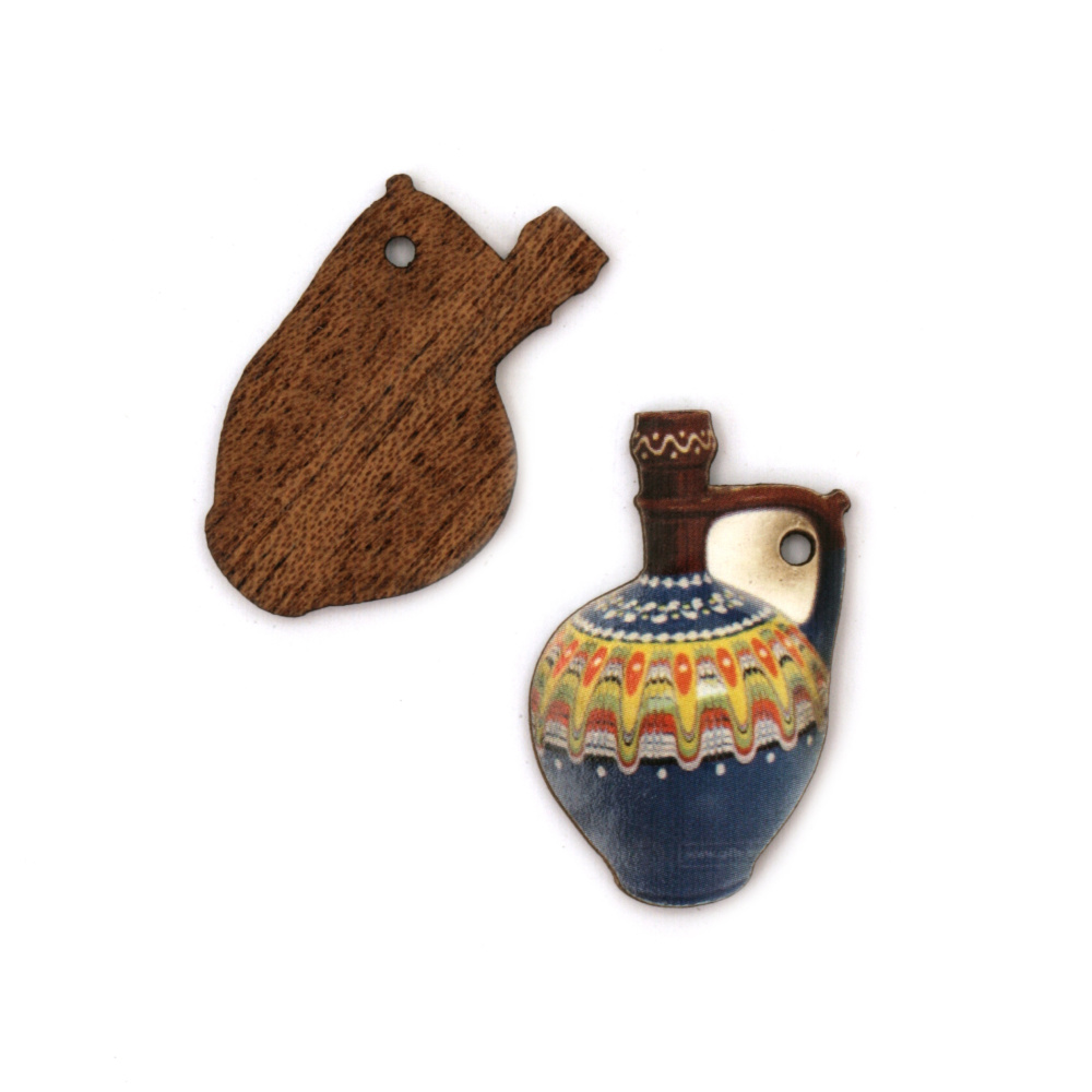 Plywood Pitcher Pendant / 34x23 mm, Hole: 2 mm - 5 pieces