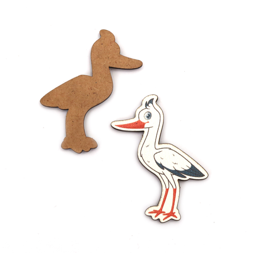 MDF Stork for decoration 41x55 mm - 2 pieces