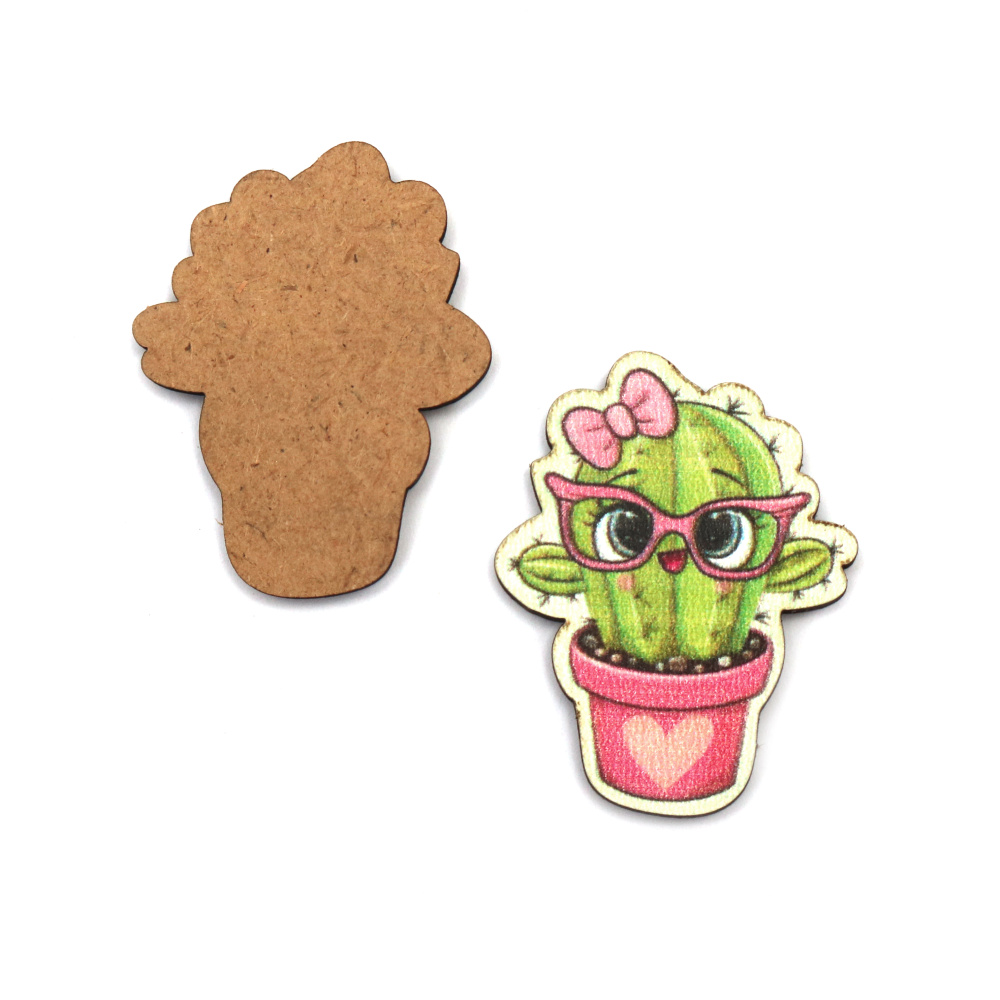 Cactus from MDF for decoration 35x45 mm - 2 pieces