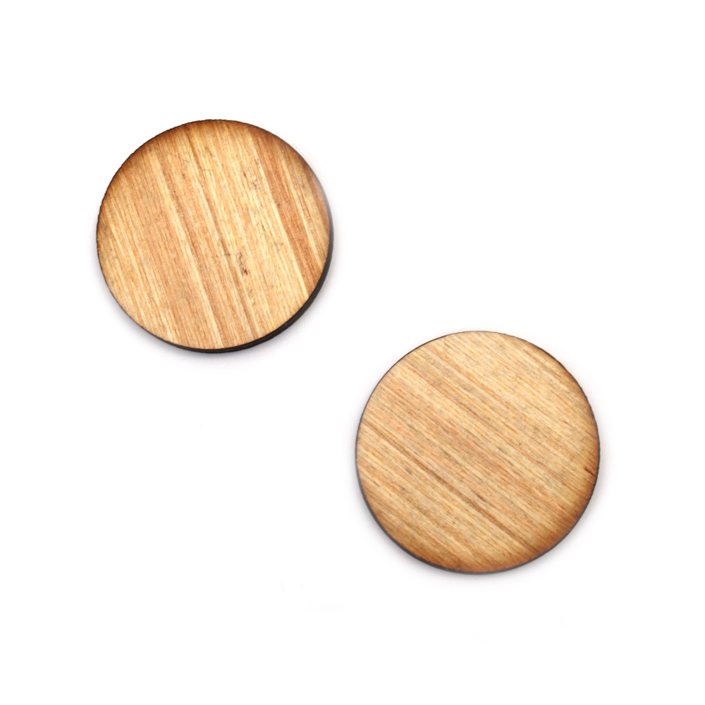 Wooden Circle Figure, round 42±44x4 mm wood color - 10 pieces