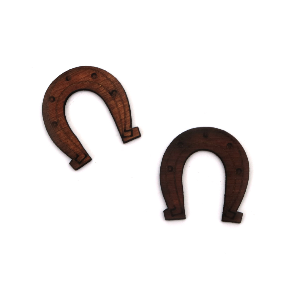 Wooden Horseshoes 25x23x1.5 mm - 10 pieces