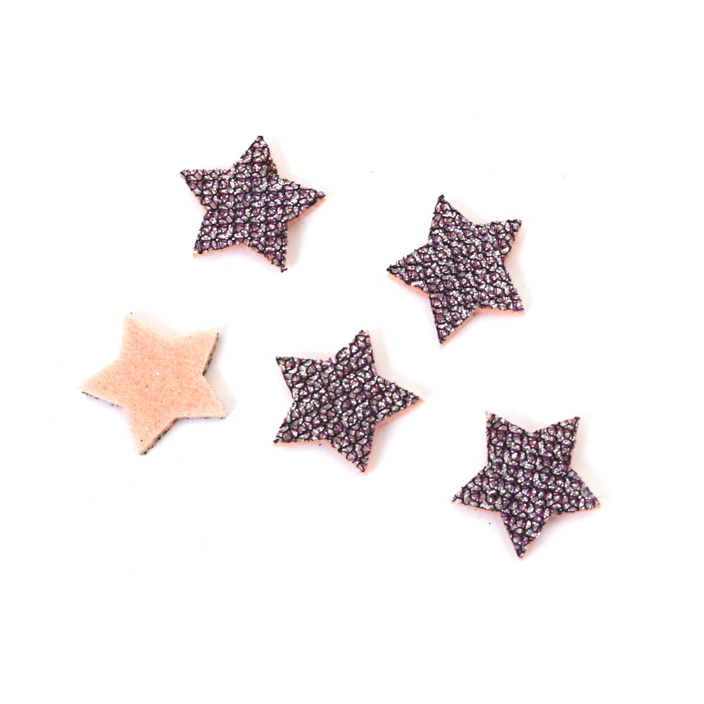 Fetru stea cu brocart 20x2 mm culori mixte - 10 bucăți