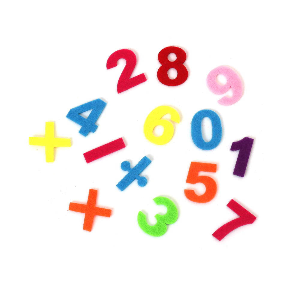 Numere din pâslă 28 mm culori mixte - 10 bucăți