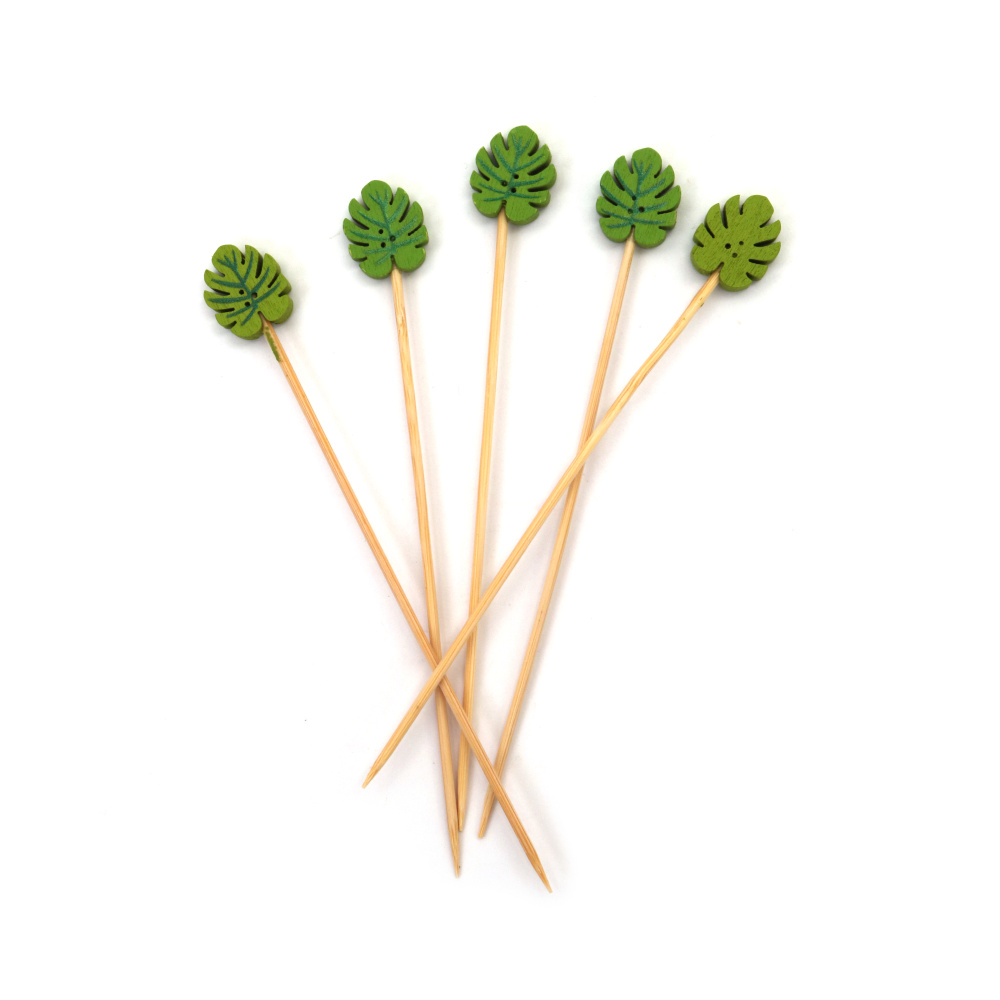 Frunză de lemn pe băț pentru decor 15x130x5 mm - 20 bucăți