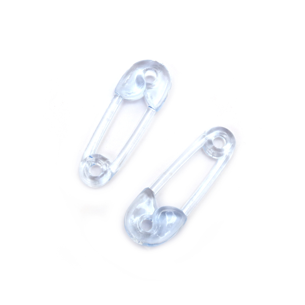 Safety pin, plastic for decoration, 63x22 mm, color blue - 4 pieces