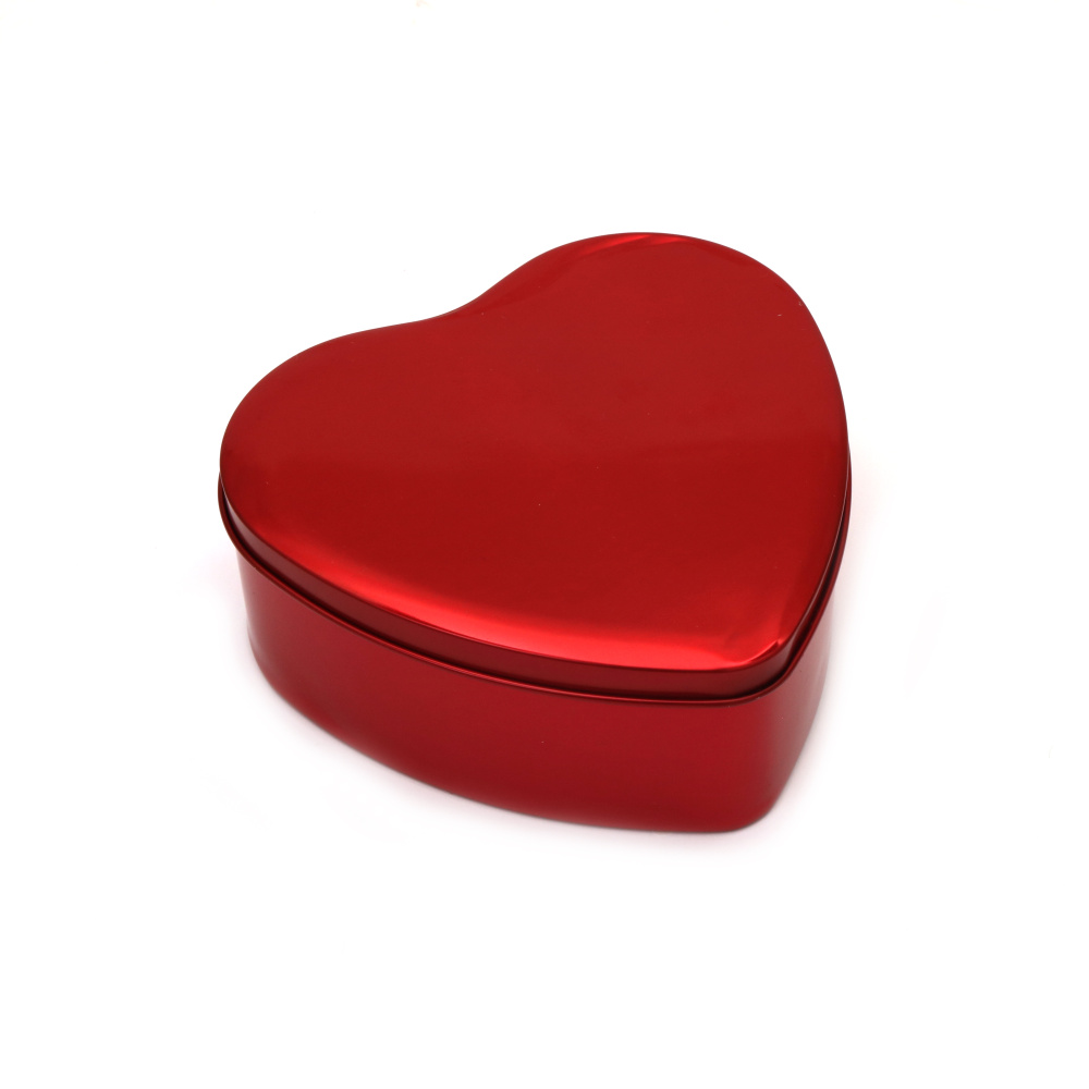 Metal Box Heart, 120x107x46 mm, color red