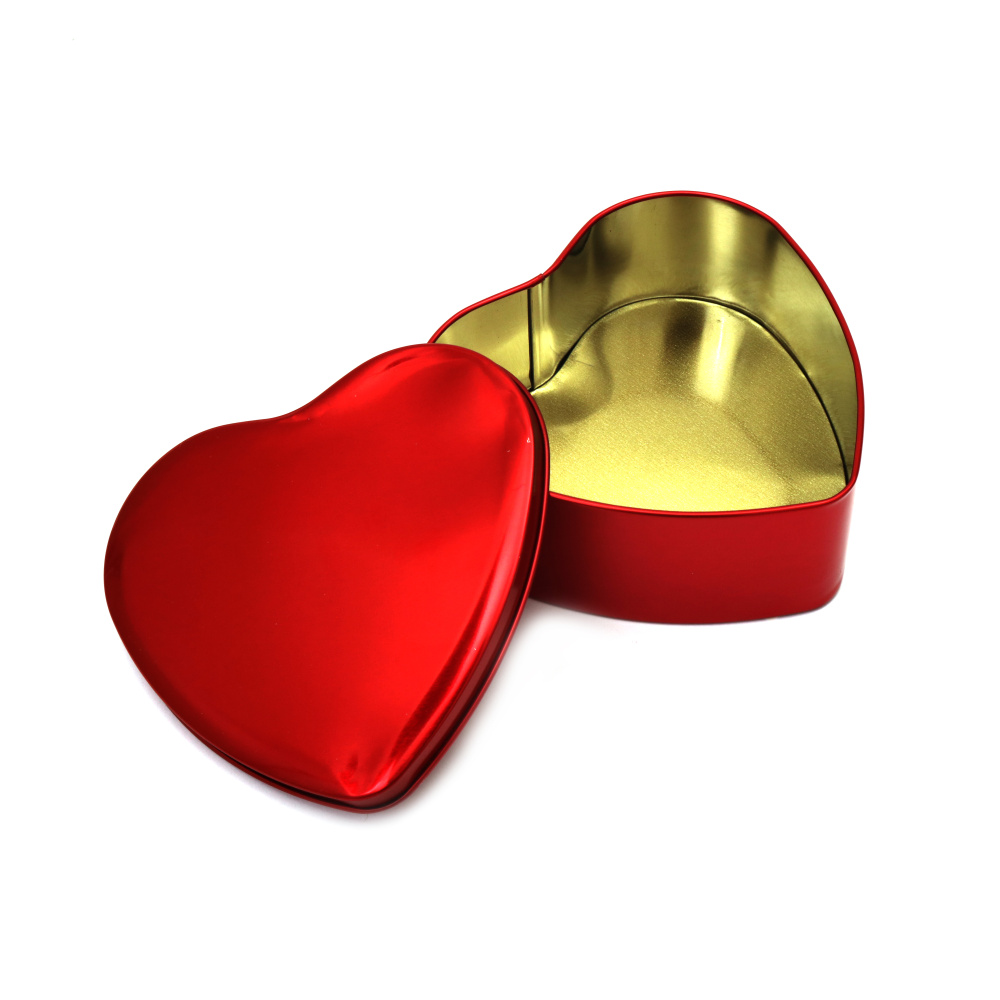 Metal Box Heart, 120x107x46 mm, color red