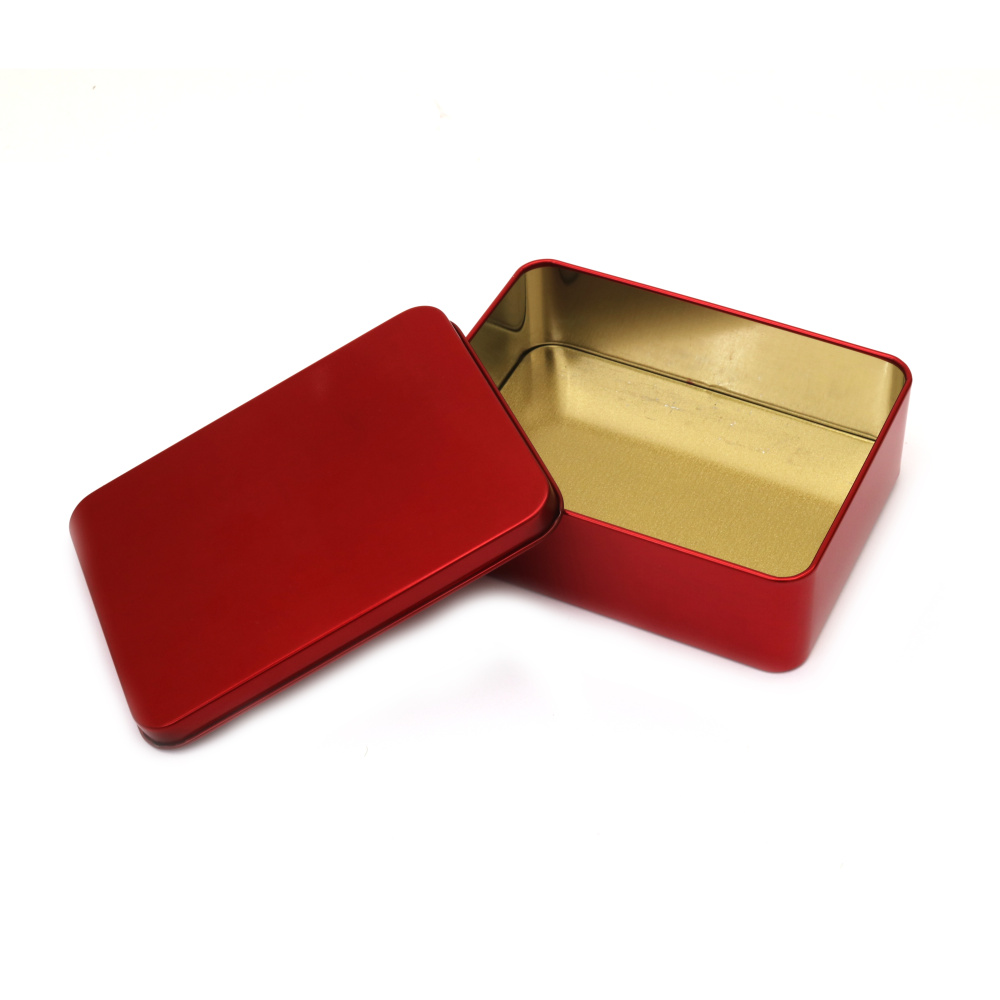 Rectangular Metal Box, 90x120x4 mm, red color