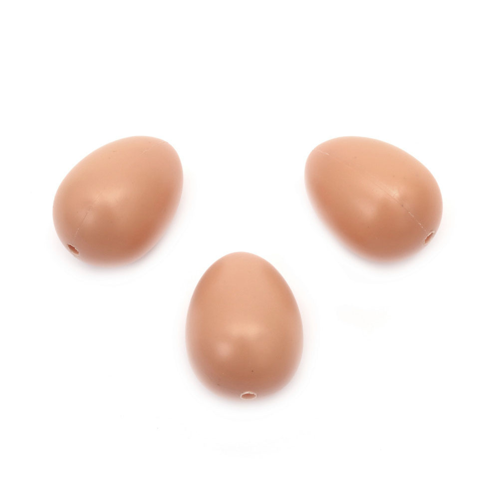 Plastic Egg 60x40 mm with One Hole: 4 mm, Natural Color - 10 pieces