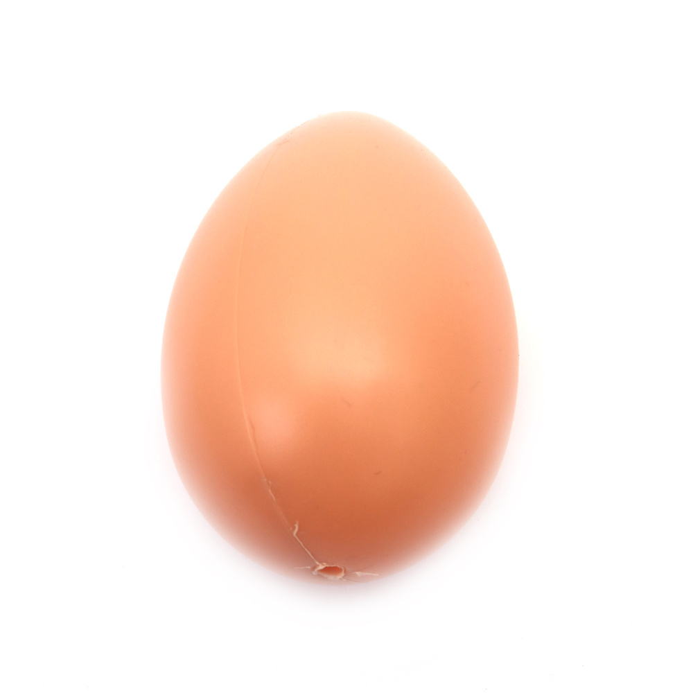 Plastic Eggs: 80x65 mm with One Hole: 4 mm, Natural Color - 5 pieces