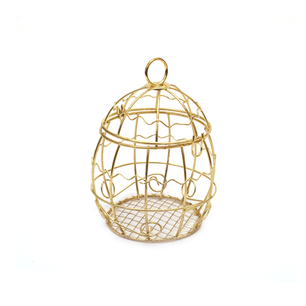 Metal birdcage, 70x90 mm, gold color