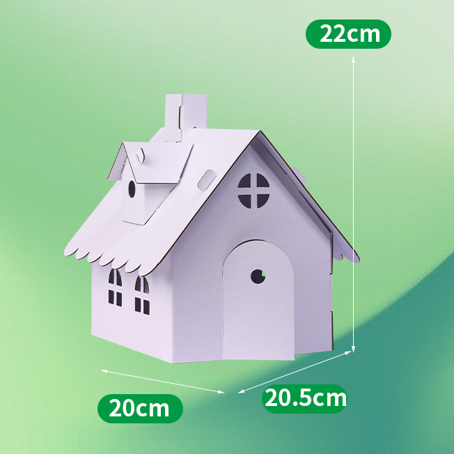 White Cardboard House Kit, 205 × 200 × 220 mm – 5 Pieces