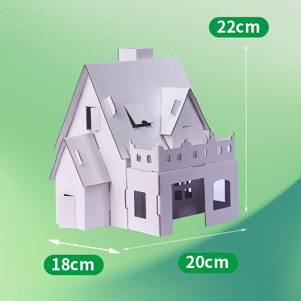 Къща от картон 180x200x220 мм цвят бял -9 части