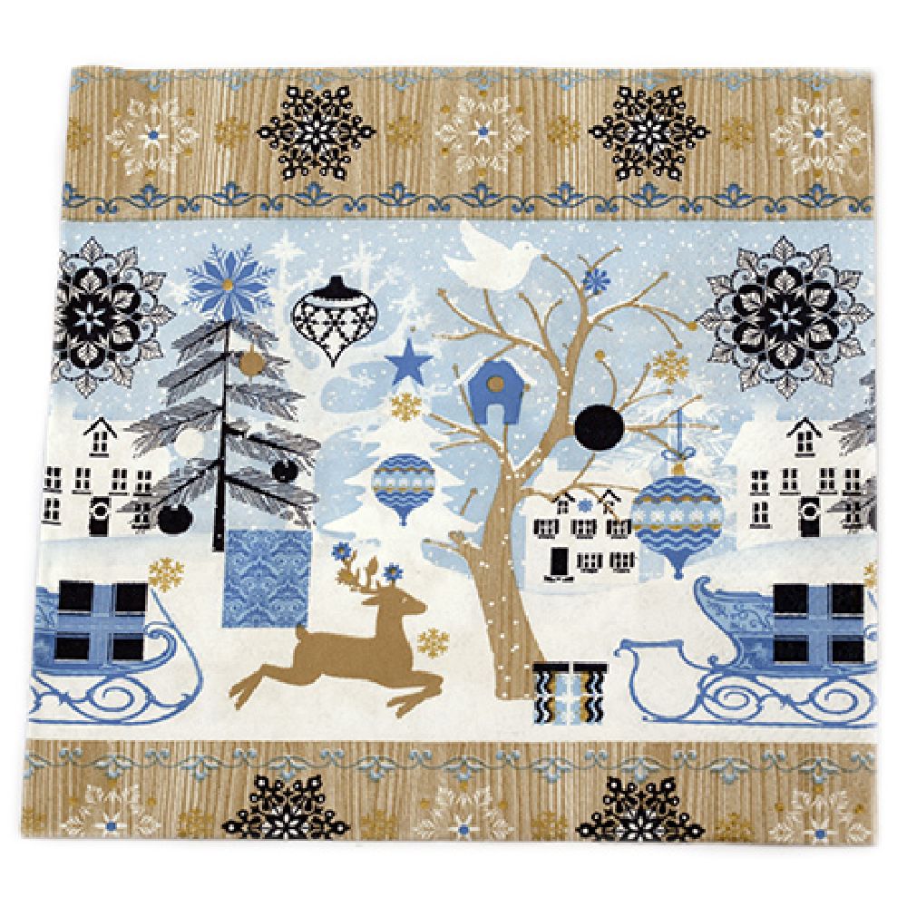 Napkin for Decoration Decoupage Christmas  3-ply , 33x33cm, 1 piece