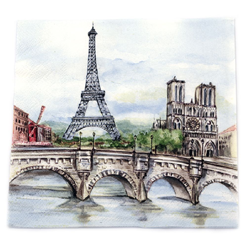 Napkin for Decoration Decoupage Eiffel Tower 3-ply , 33x33cm, 1 piece