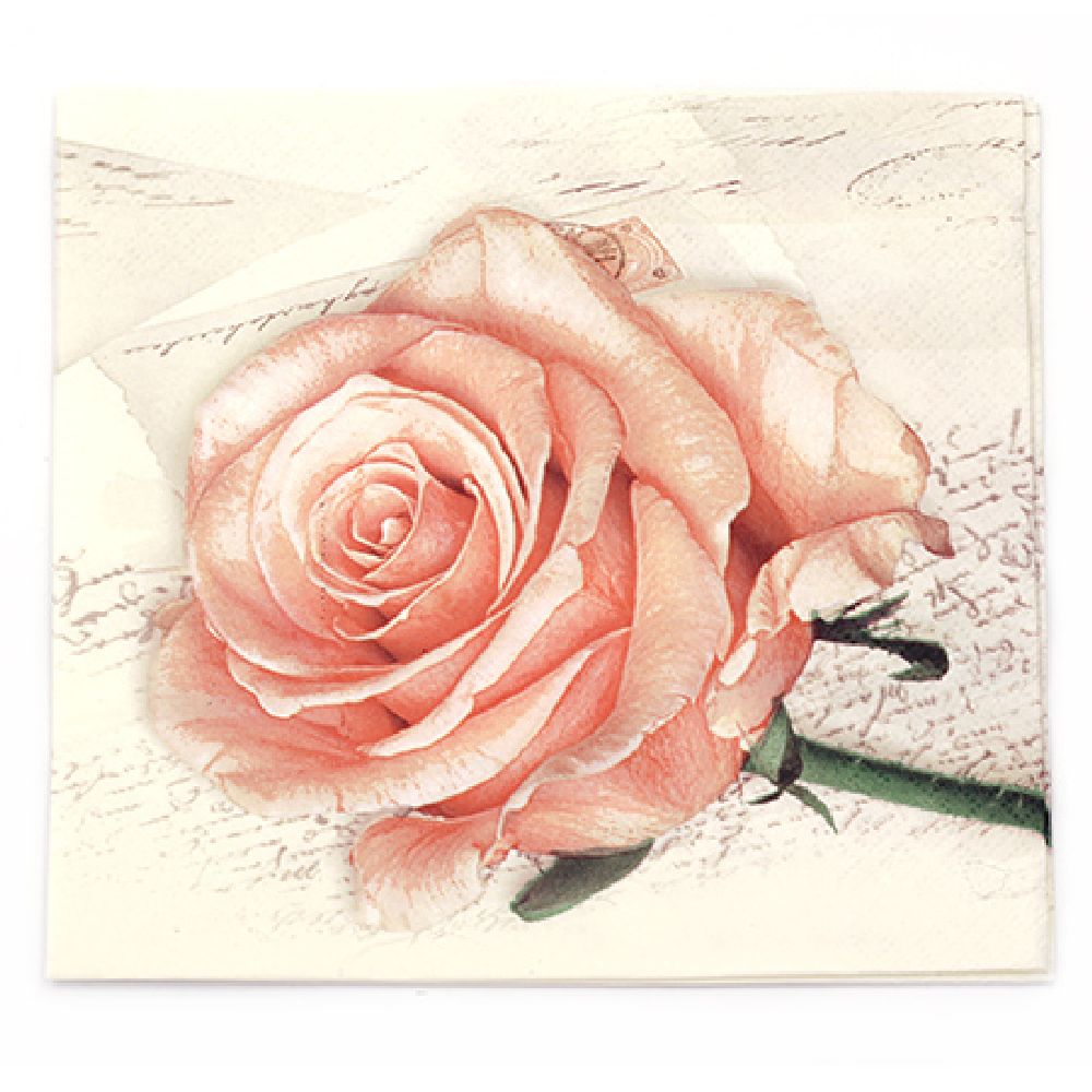 Napkin for Decoration Decoupage Rose 3-ply , 33x33cm, 1 piece