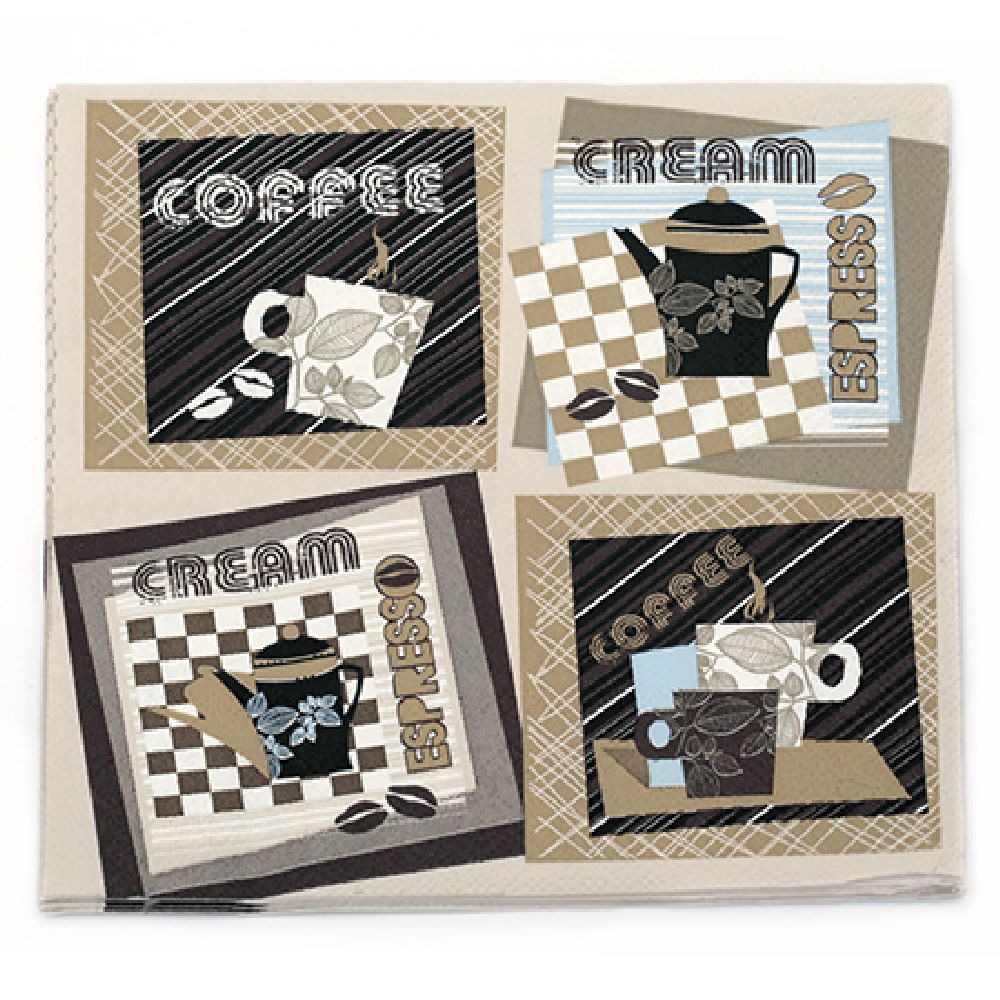 Napkin for Decoration Decoupage Coffee Time 3-ply , 33x33cm, 1 piece