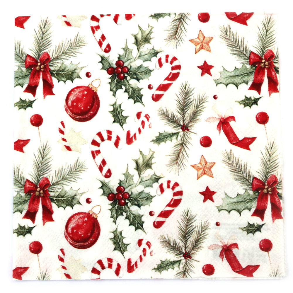 High-Quality Ambiente Decoupage Napkin 33x33 cm, 3-Ply – Christmas Elements Design, Perfect for Festive Crafts, DIY Décor & Gift Wrapping