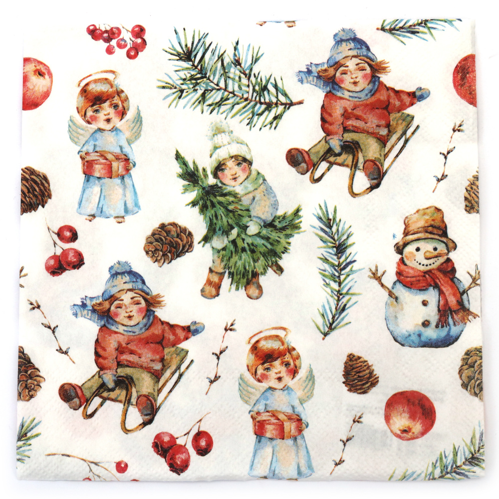 Charming 3-Ply Ambiente Napkin 33x33 cm – Playing Outside White, 1 Piece – Perfect for Creative Decoupage Projects