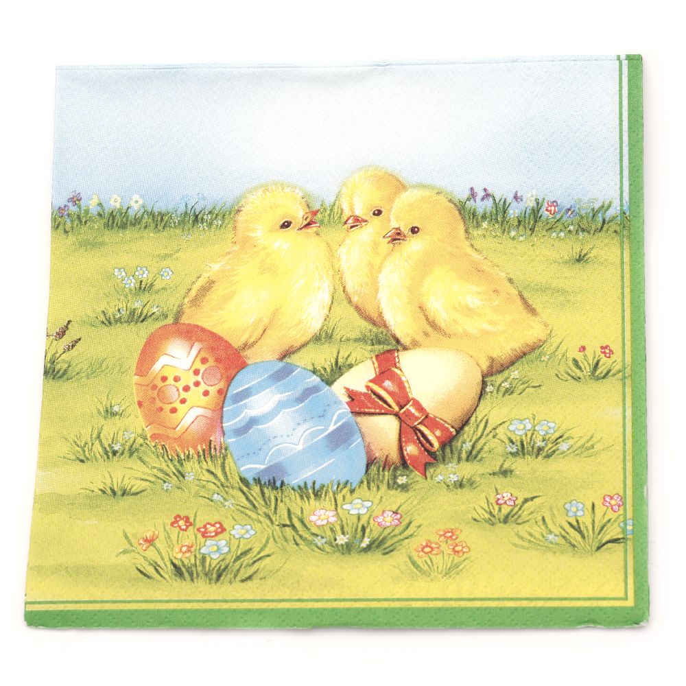 3-Ply Decoupage Napkin / Chickens and Easter Eggs / 33x33 cm - 1 piece