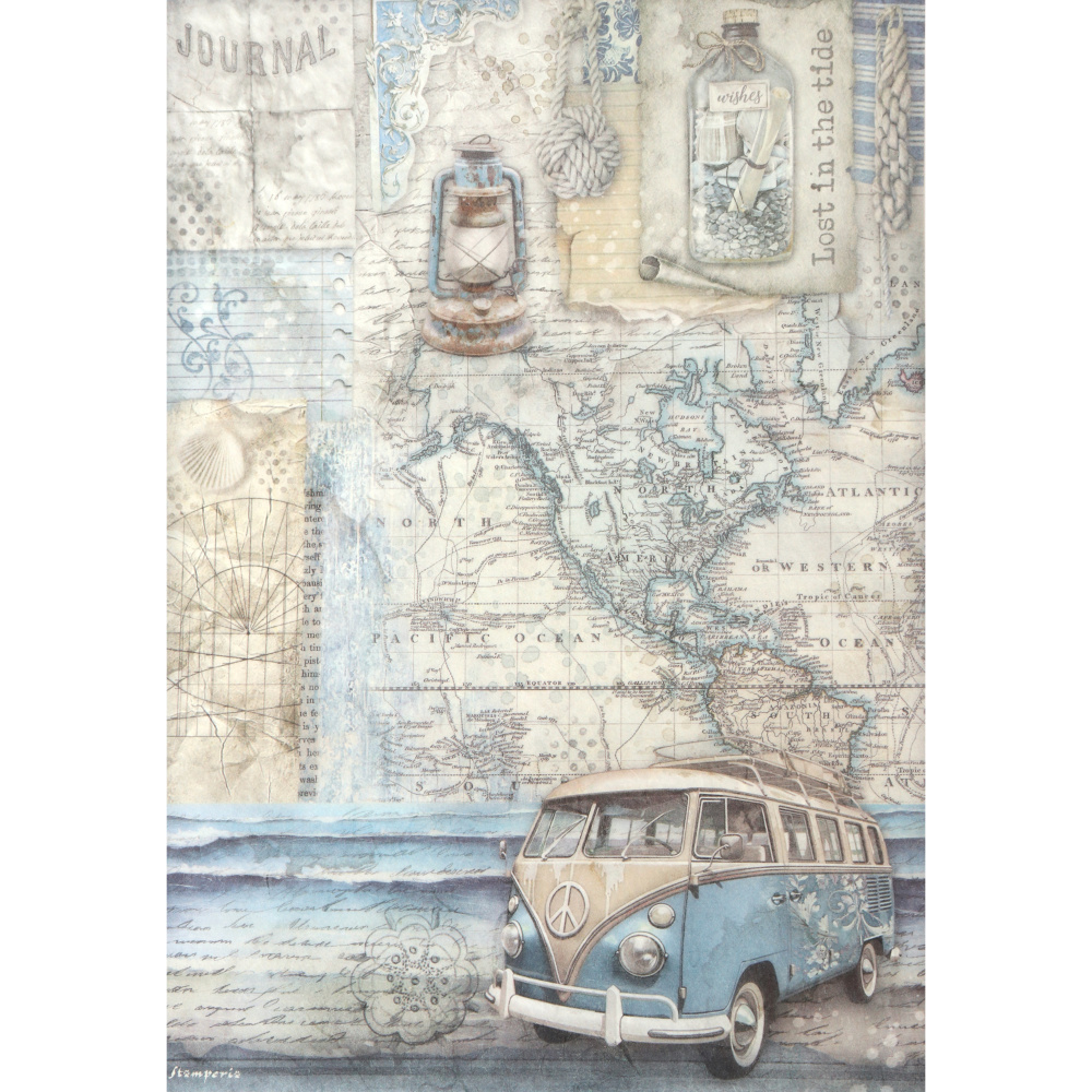 Хартия за декупаж оризова ръчна STAMPERIA   Silent Sea van  A4