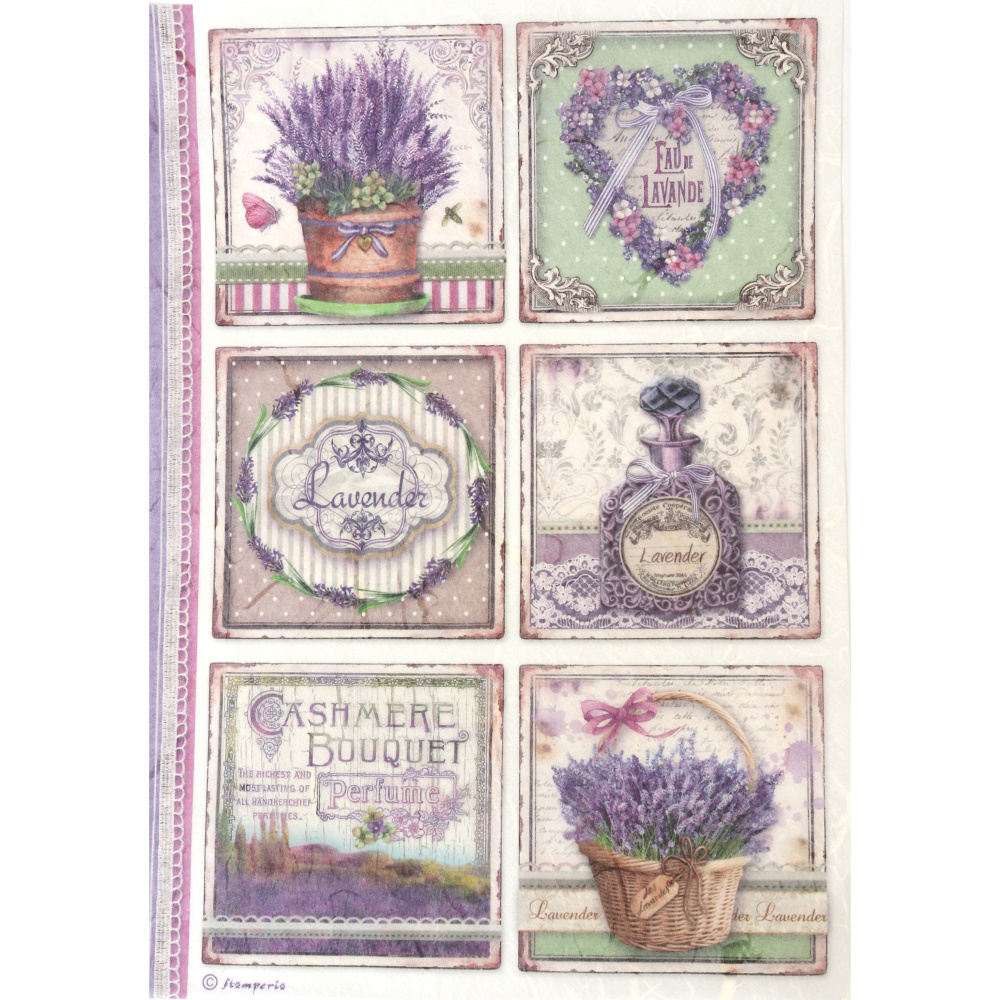 Хартия за декупаж оризова ръчна STAMPERIA   Provence cards  A4