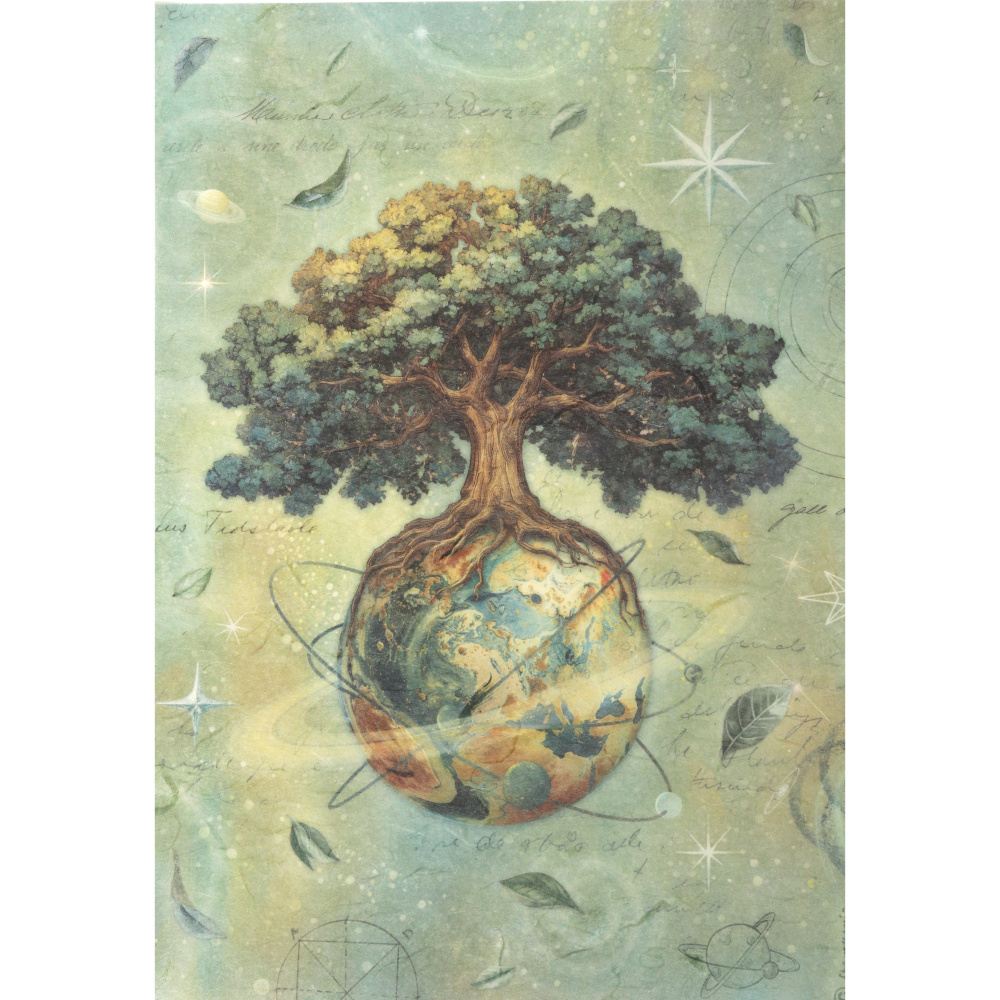 Хартия за декупаж оризова ръчна STAMPERIA  A new Beginning The World Tree A4