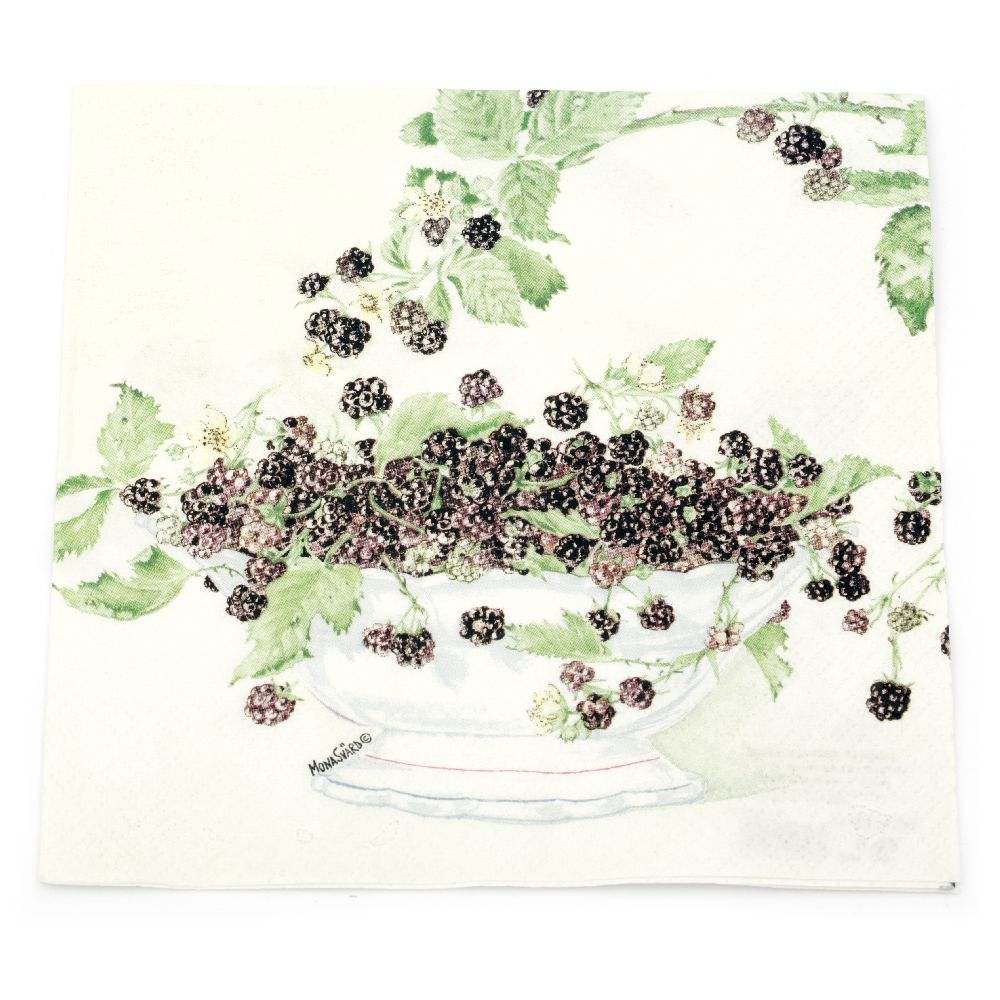 Napkin HOME FASHION 33x33 cm three-layer Black berries -1 piece