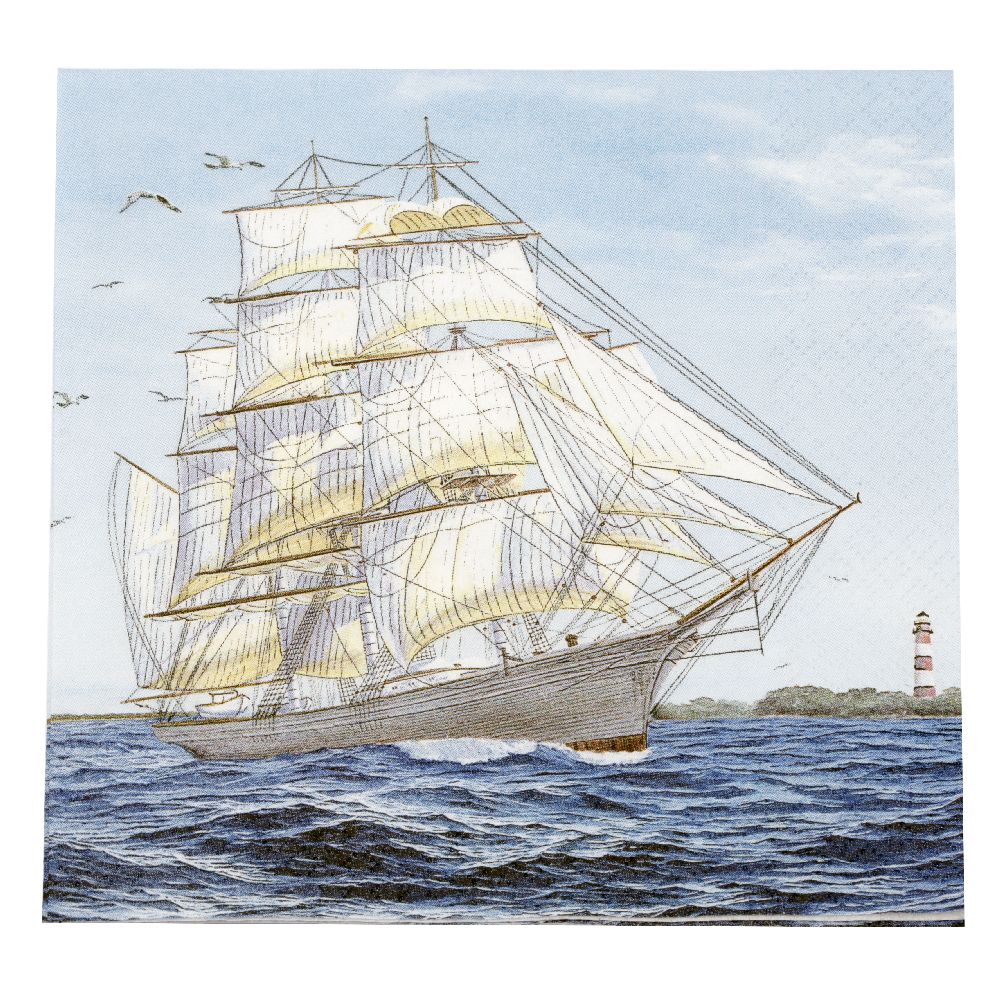 Napkin HOME FASHION 33x33 cm three-layer Sailing Ship -1 piece