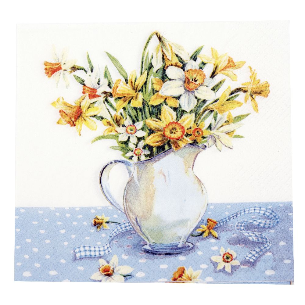Napkin HOME FASHION 33x33 cm three-layer Painted Daffodils -1 piece