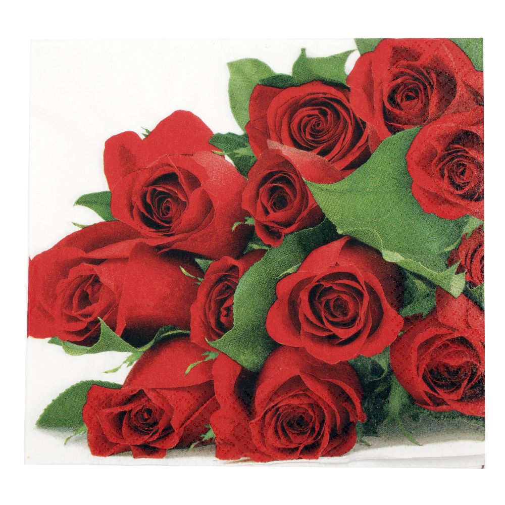 Napkin HOME FASHION 33x33 cm three-layer Bunch of Roses -1 piece