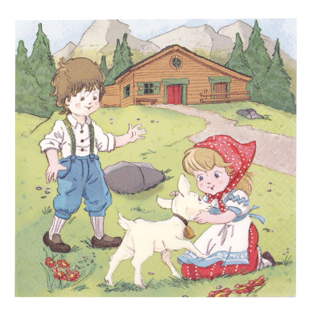 Napkin HOME FASHION 33x33 cm three-layer Heidi and Peter in the Alps -1 piece