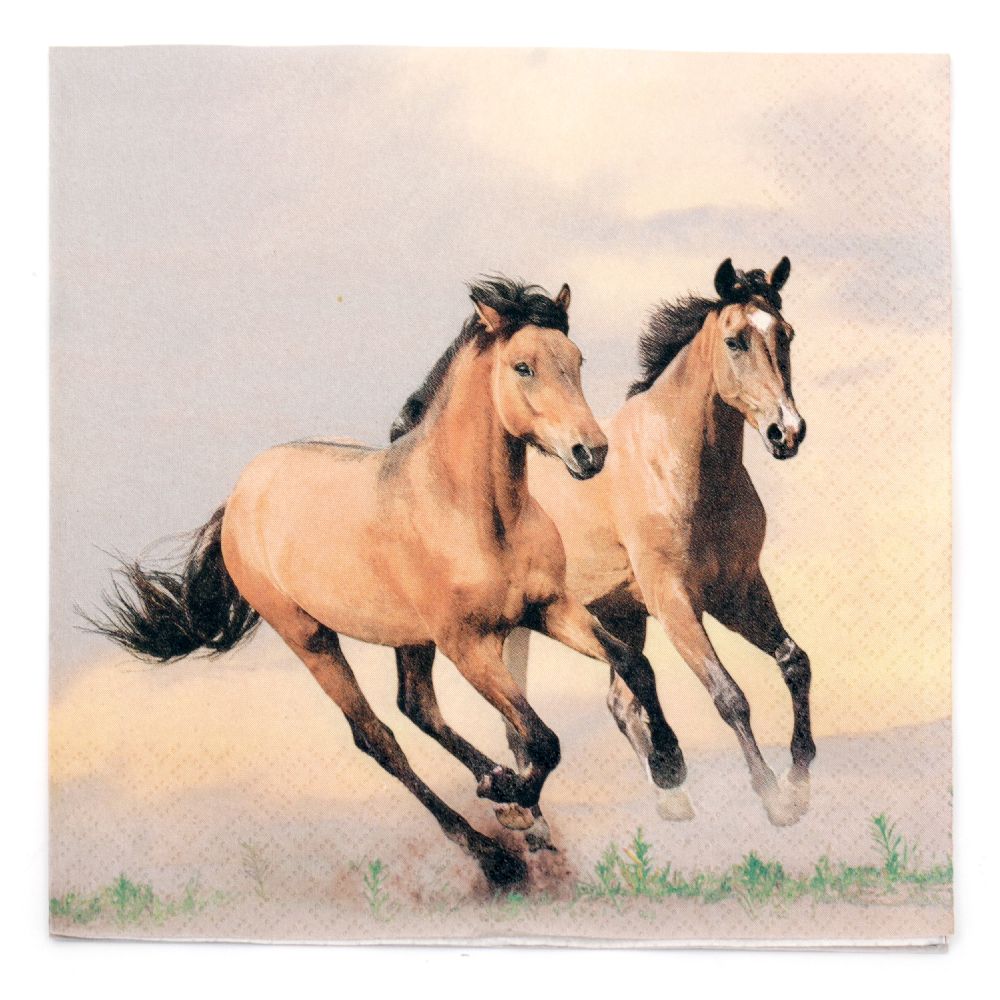 Napkin HOME FASHION 33x33 cm three-layer Wild Horses -1 piece