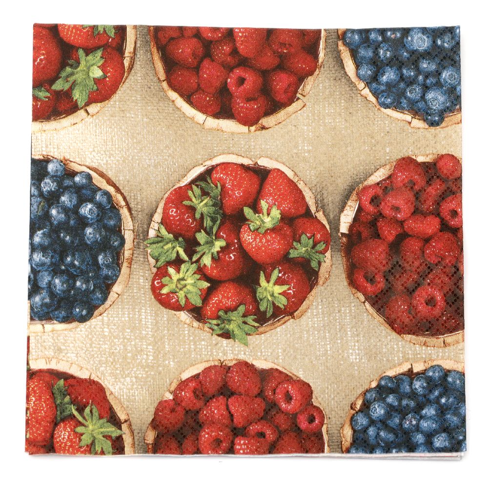 Napkin HOME FASHION 33x33 cm three-layer Fresh Berries -1 piece