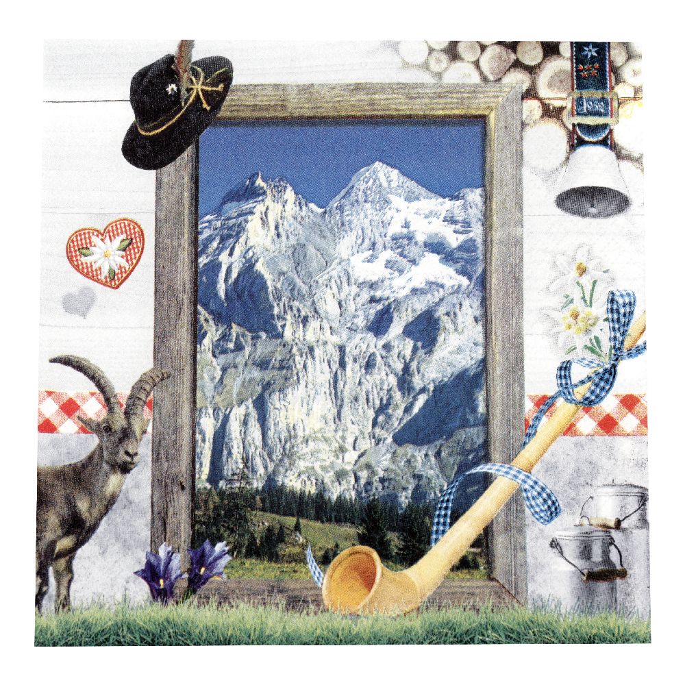 Napkin HOME FASHION 33x33 cm three-layer Welcome to the Alps -1 piece