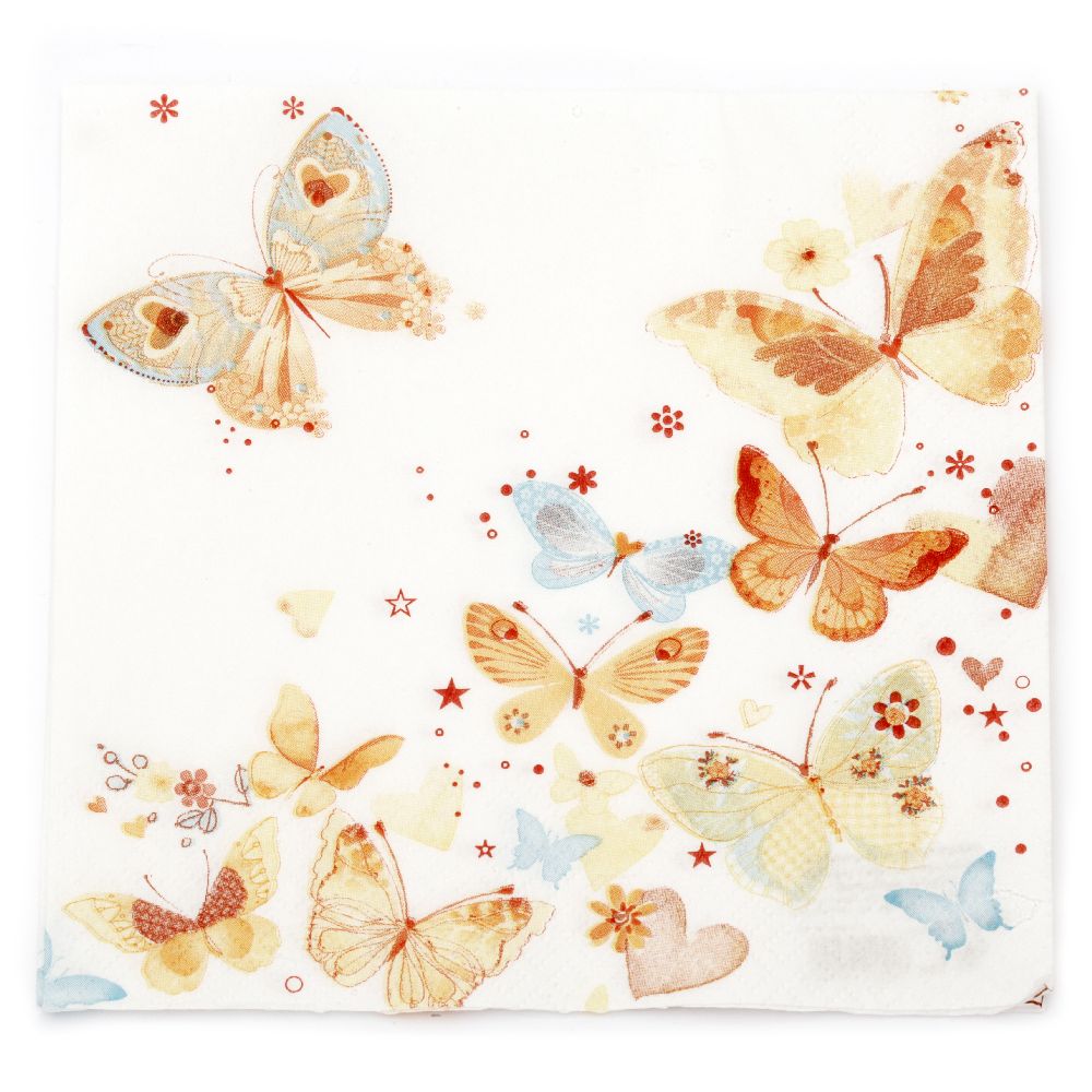 Napkin HOME FASHION 33x33 cm three-layer Lovely Butterflies -1 piece