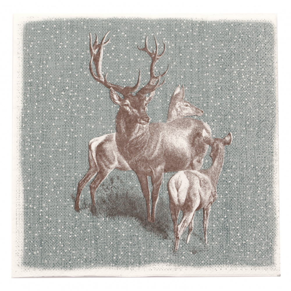 Napkin HOME FASHION for decoupage33x33 cm three-layer Deer Family -1 piece