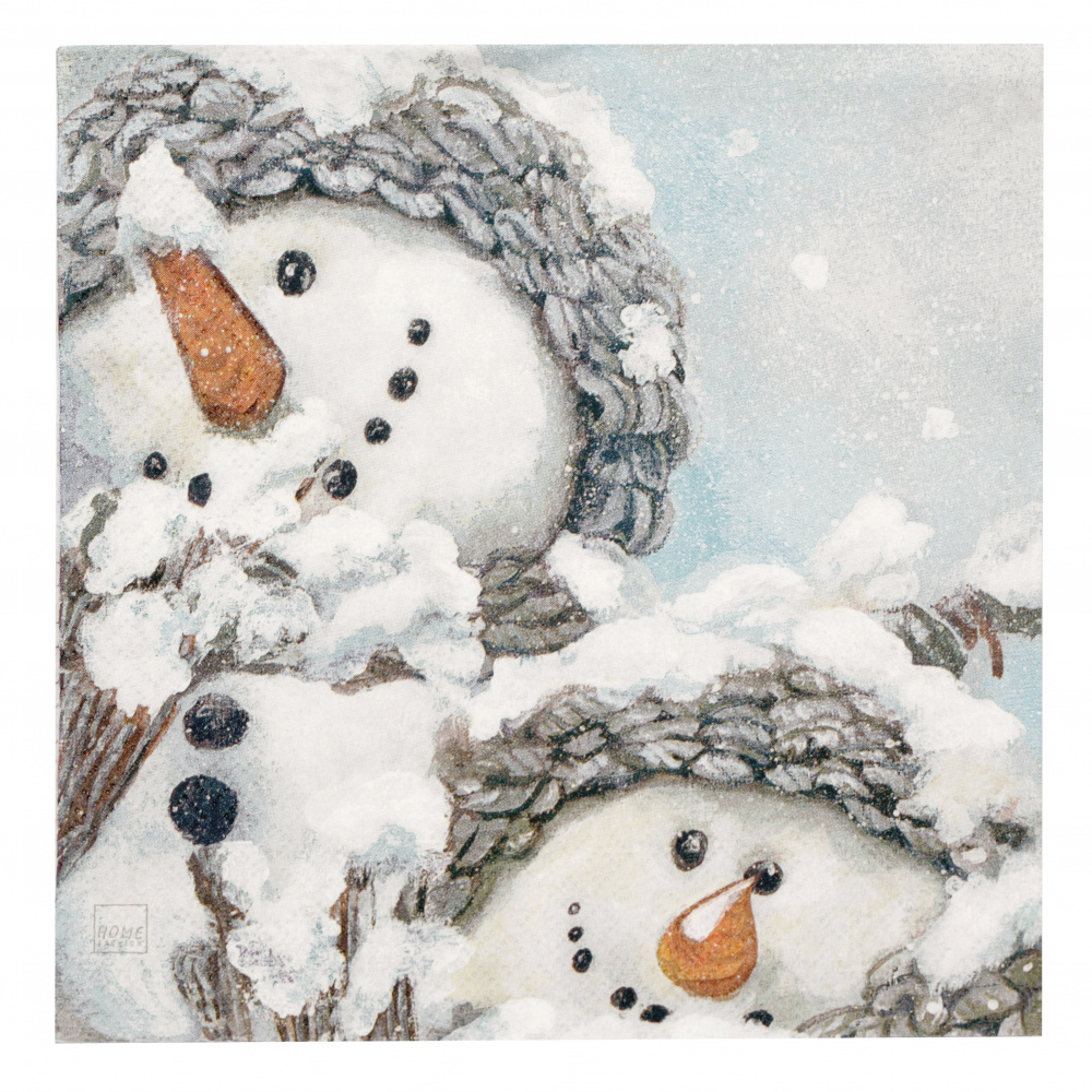 Napkin HOME FASHION for decoupage33x33 cm three-layer Cozy Snowmen -1 piece
