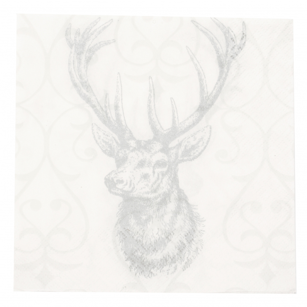 Napkin HOME FASHION for decoupage33x33 cm three-layer Deer gray / silver -1 piece