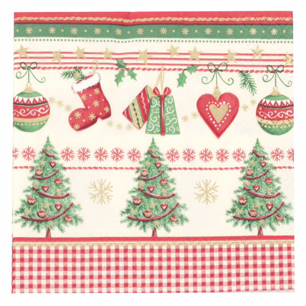 Napkin HOME FASHION for decoupage33x33 cm three-layer Icy Traditional Christmas -1 piece