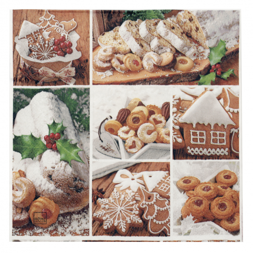 Napkin for decoupage HOME FASHION 33x33 cm three-layer Stollen and Cookies-1 piece