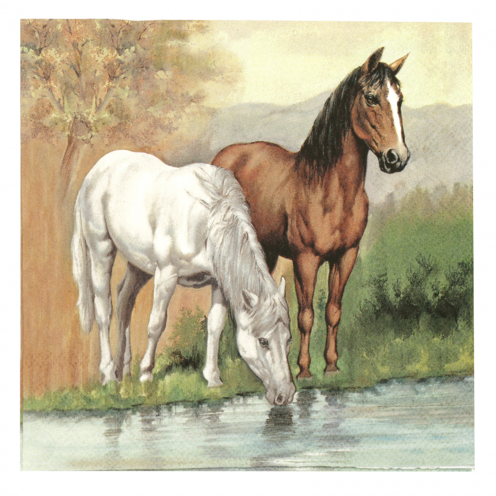 Decoupage napkin Ambiente 33x33 cm three-layer Horses -1 piece