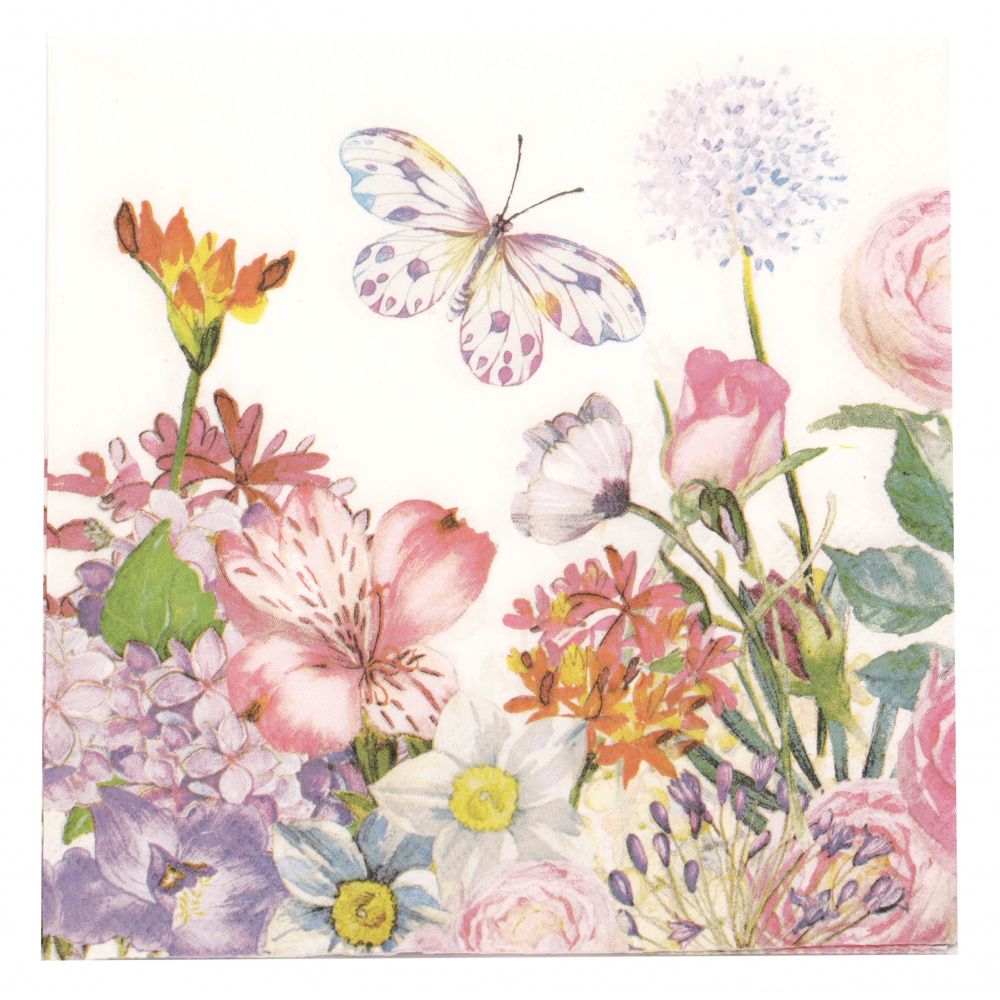 Decorative Napkin for Decoupage with 3 layers AMBIENTE / Flower garden / 33x33 cm - 1 piece