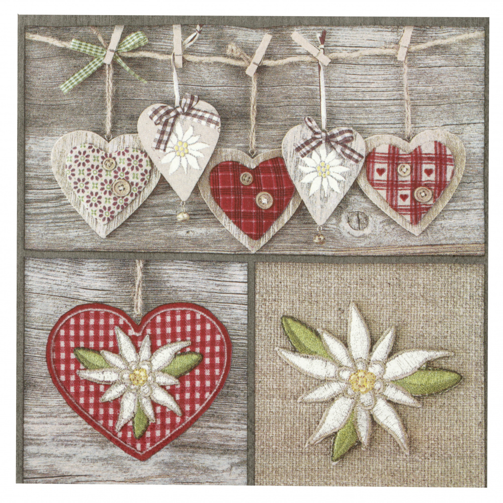 3-Ply Decorative Napkin for Decoupage AMBIENTE / Edelweiss Decorations / 33x33 cm - 1 piece