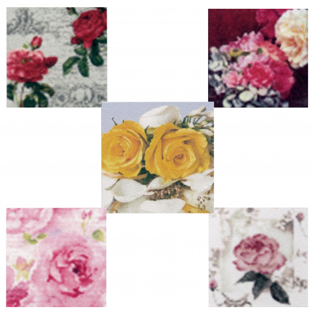 Χαρτοπετσέτες decoupage ti-flair 33x33 cm 5 σχέδια -τριαντάφυλλα 5 τεμάχια