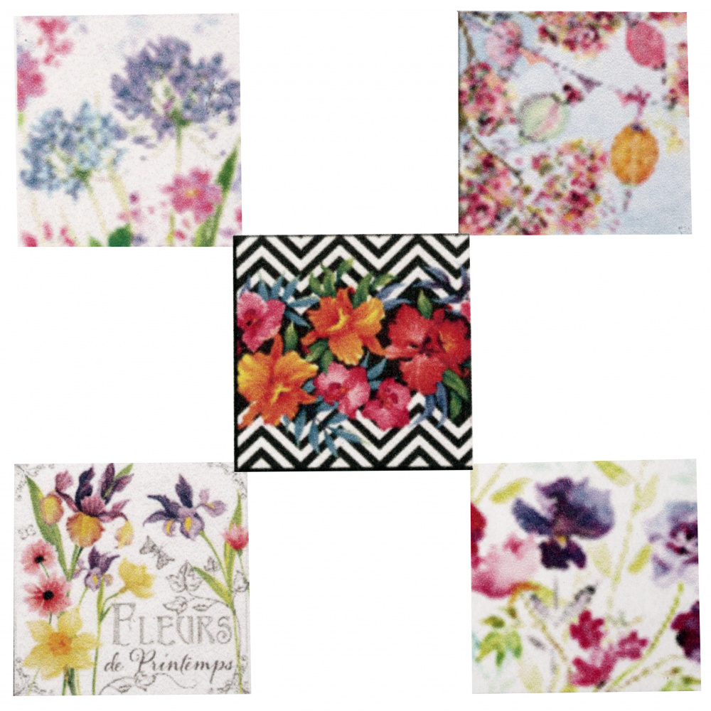 Napkins for decoupage ti-flair 33x33 cm three-layer 5 designs -5 pieces - flowers